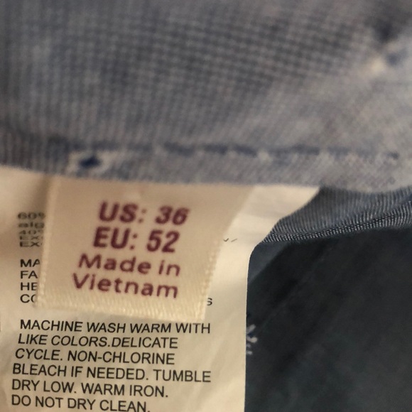 Penguin chambray woven patterned flat front shorts - Picture 5 of 6